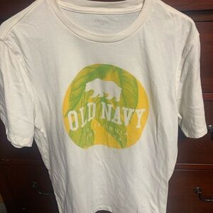 Old Navy White Short Sleeve Tee with Graphic Design